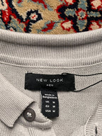 New Look Gray Cable Knit Polo Tee