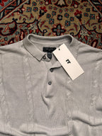 New Look Gray Cable Knit Polo Tee
