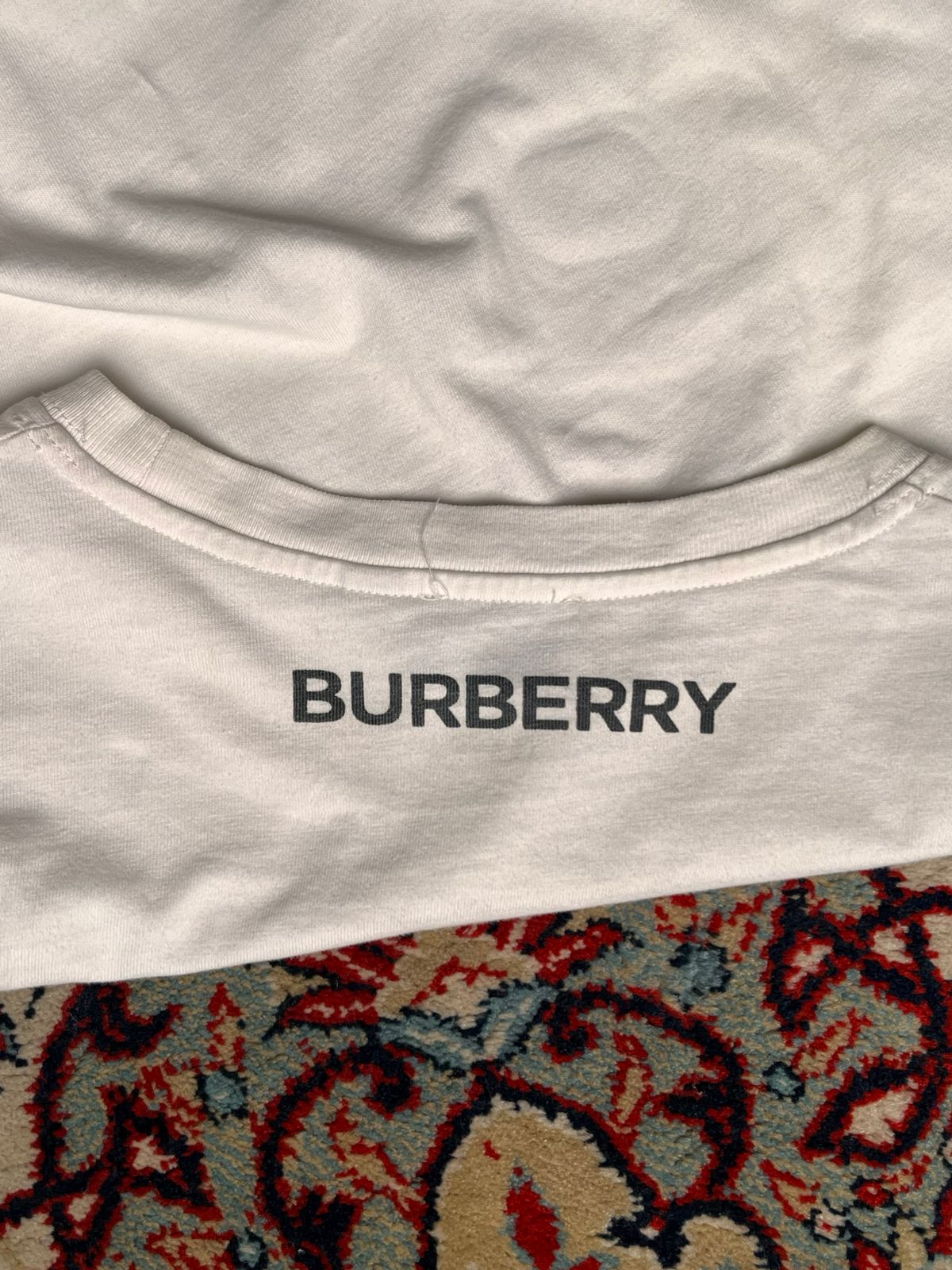 Burberry White Cotton Smiley Face Embroidered Tee
