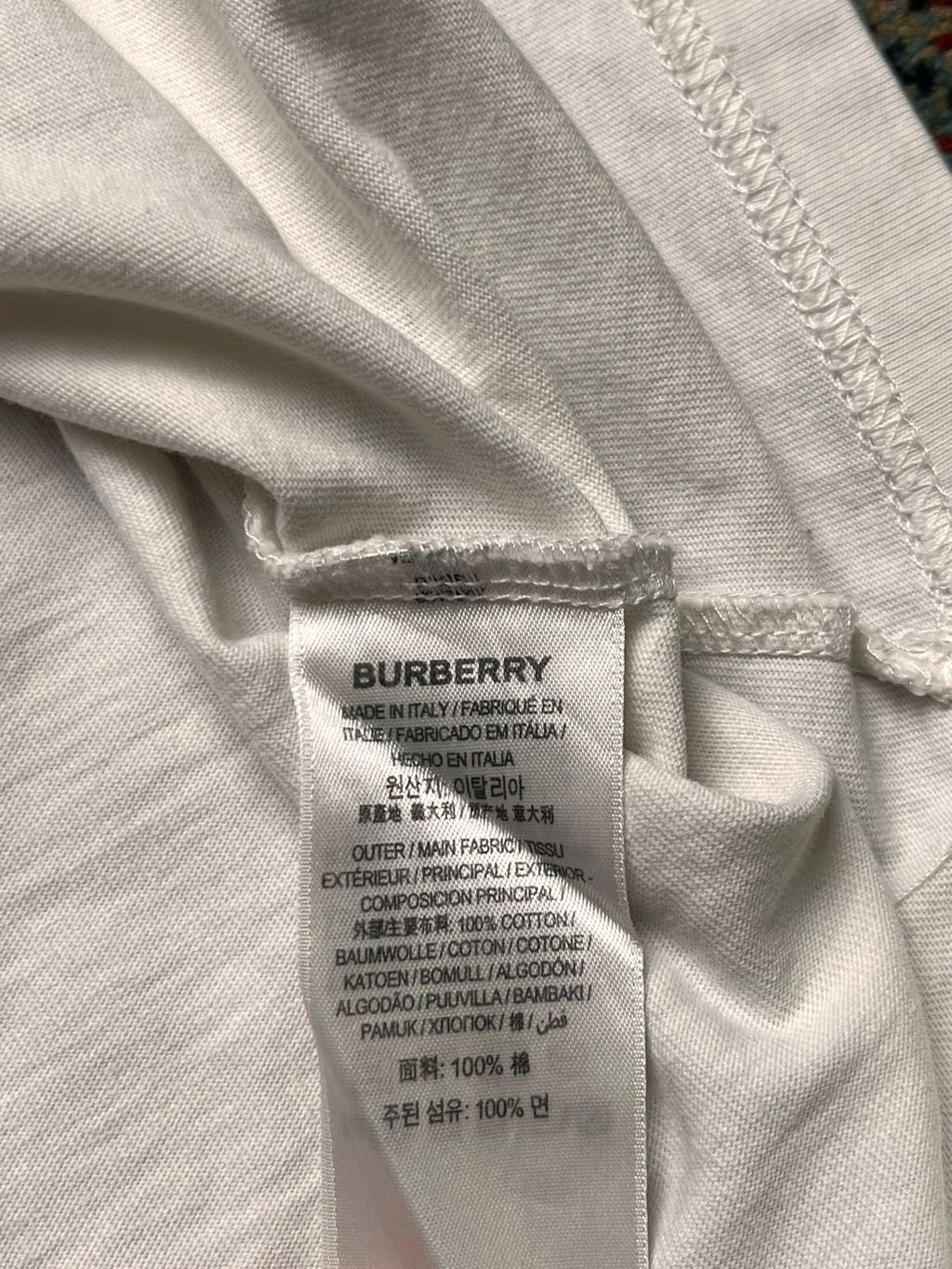 Burberry White Cotton Smiley Face Embroidered Tee