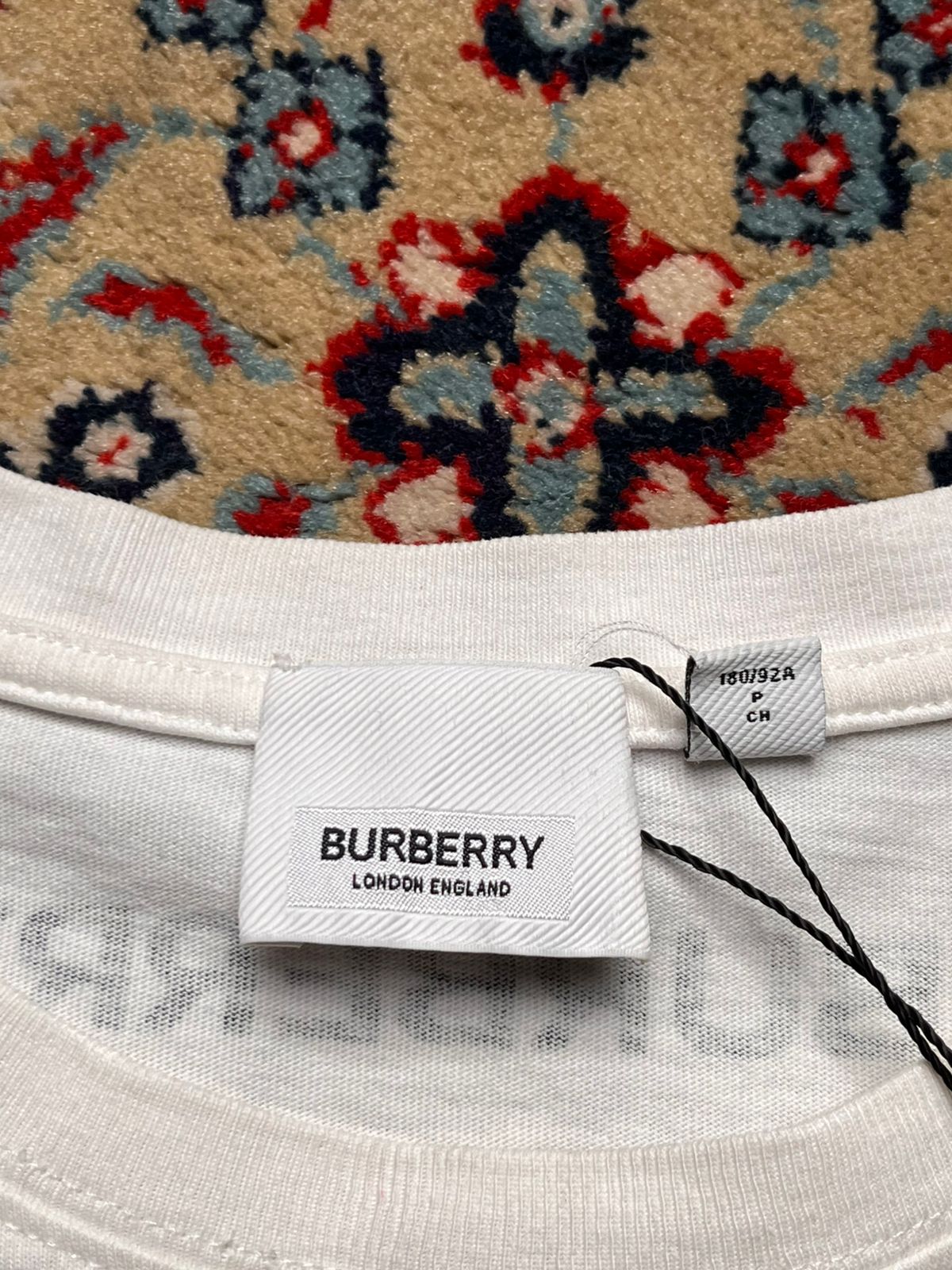 Burberry White Cotton Smiley Face Embroidered Tee