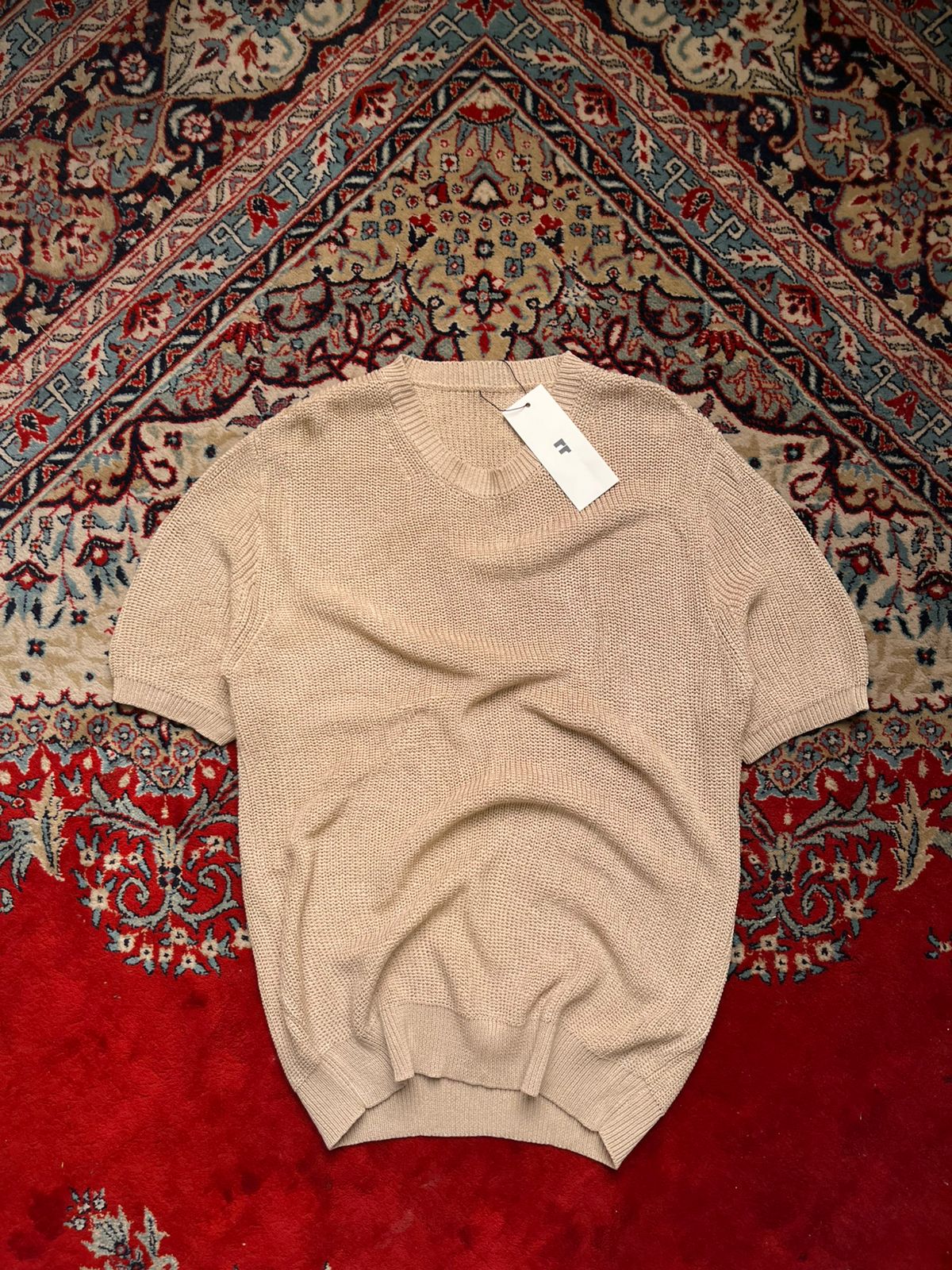 Lafudge Store Beige Knitted Relaxed Fit Tee