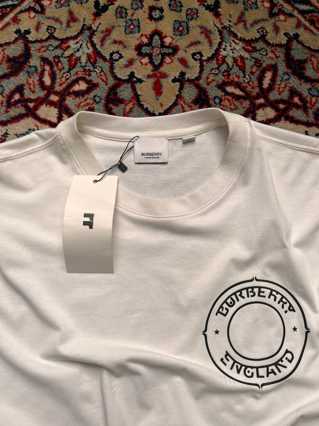 Burberry London England White Logo Graphic Crew Neck TEE