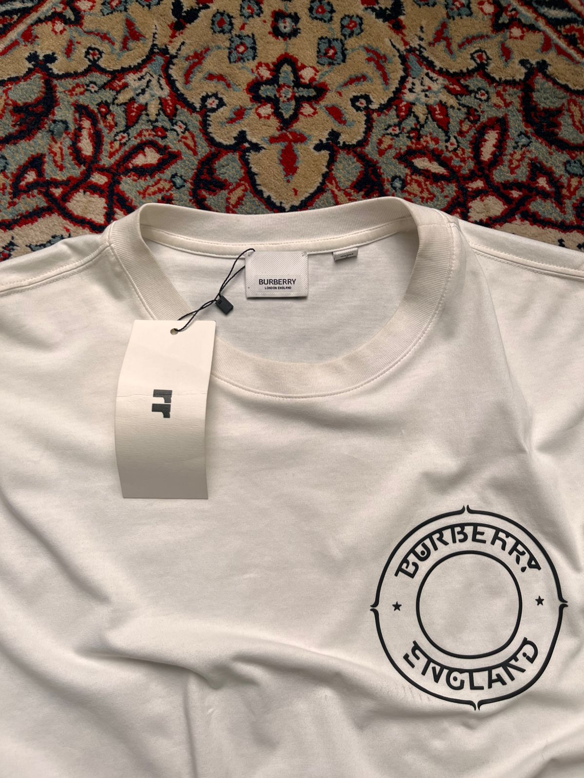 Burberry London England White Logo Graphic Crew Neck TEE
