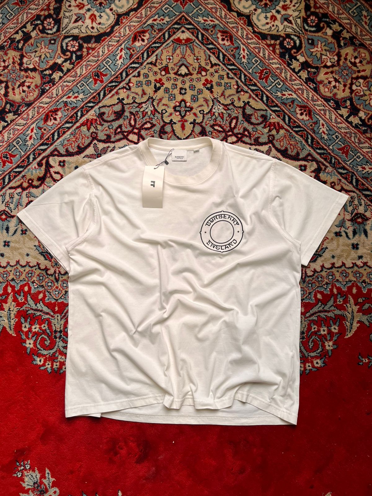 Burberry London England White Logo Graphic Crew Neck TEE