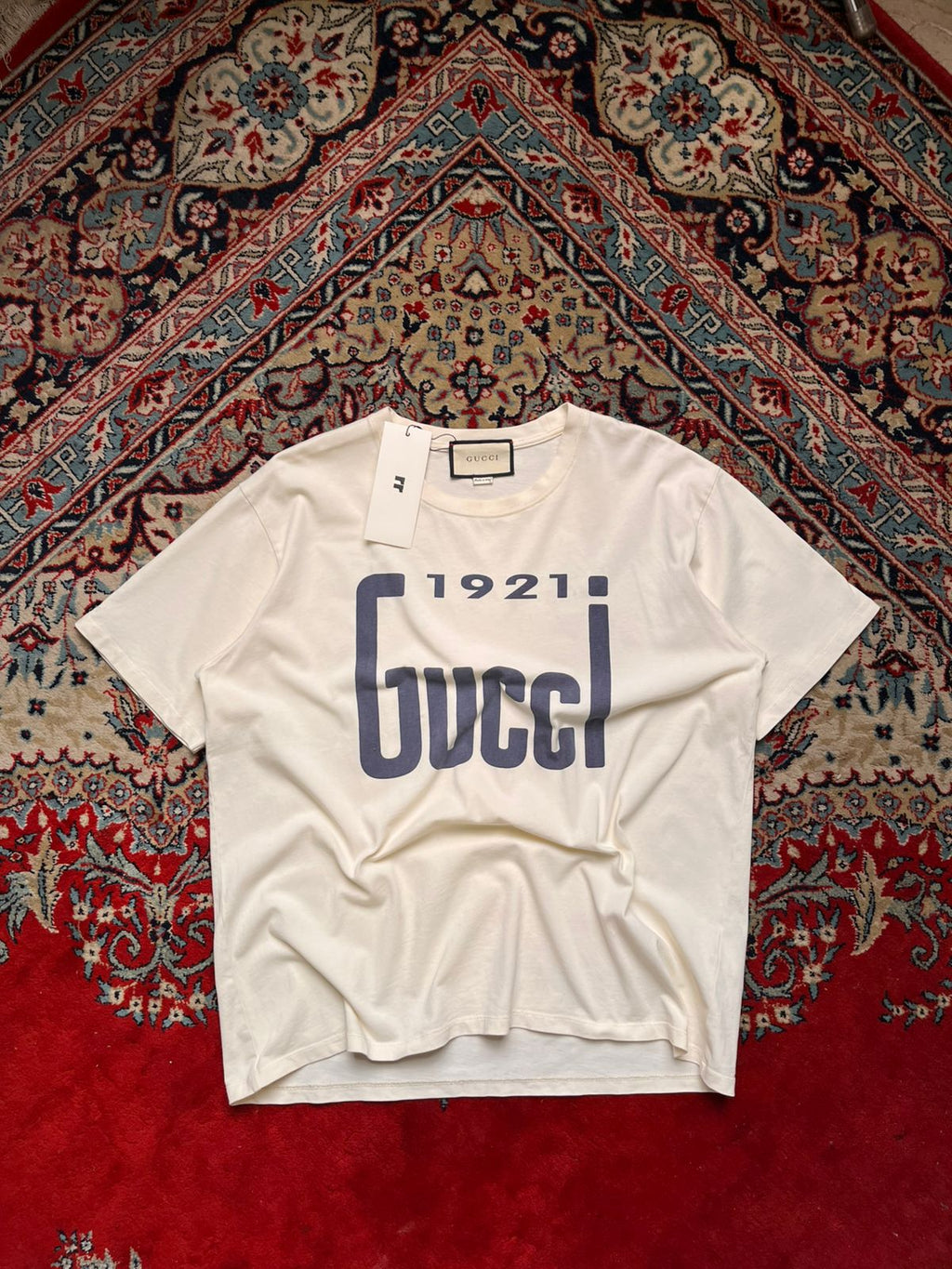 Gucci 1921 Logo Graphic Relaxed Fit White TEE
