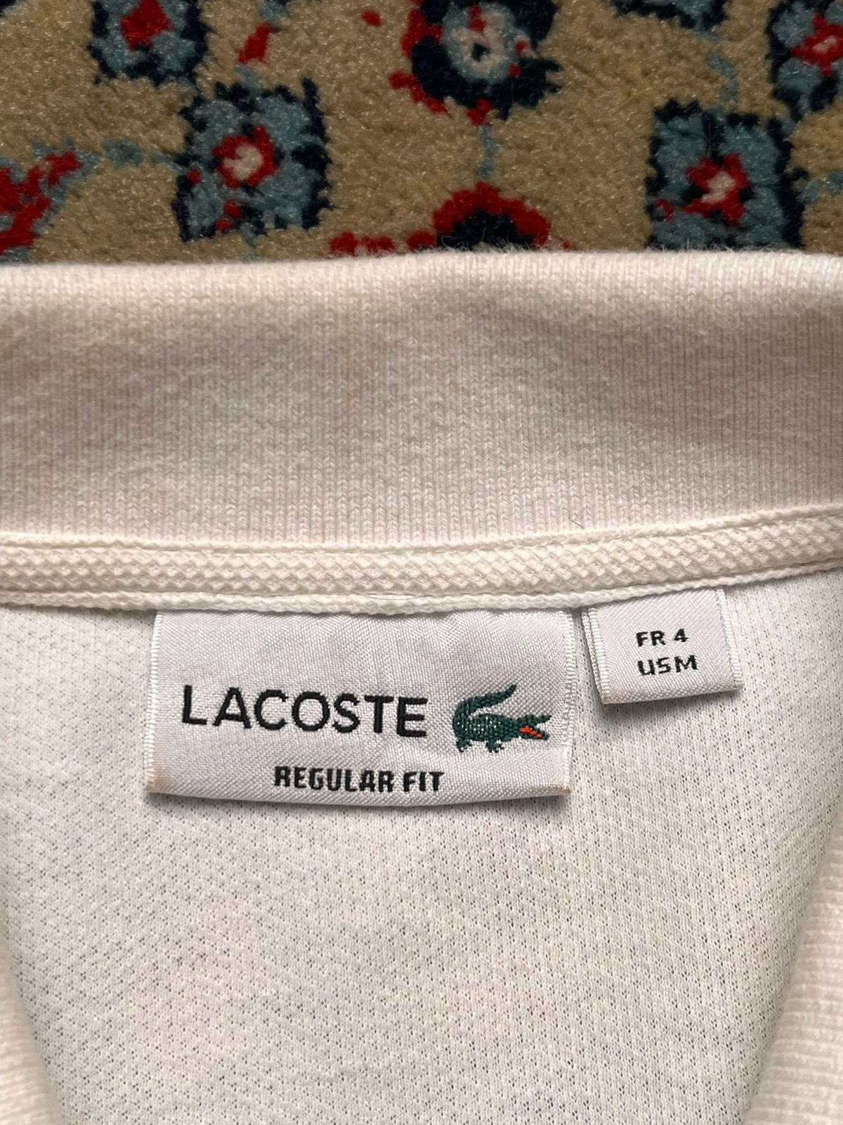 Lacoste Regular Fit White Polo with Striped Cuffs TEE