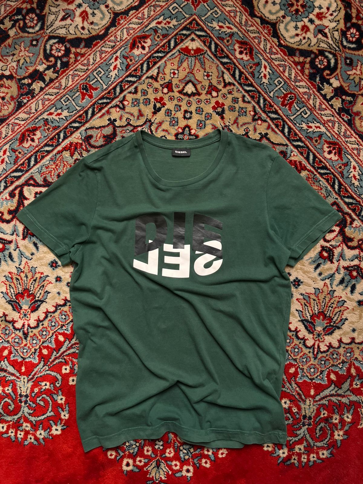 Diesel Green Graphic Logo Crewneck TEE