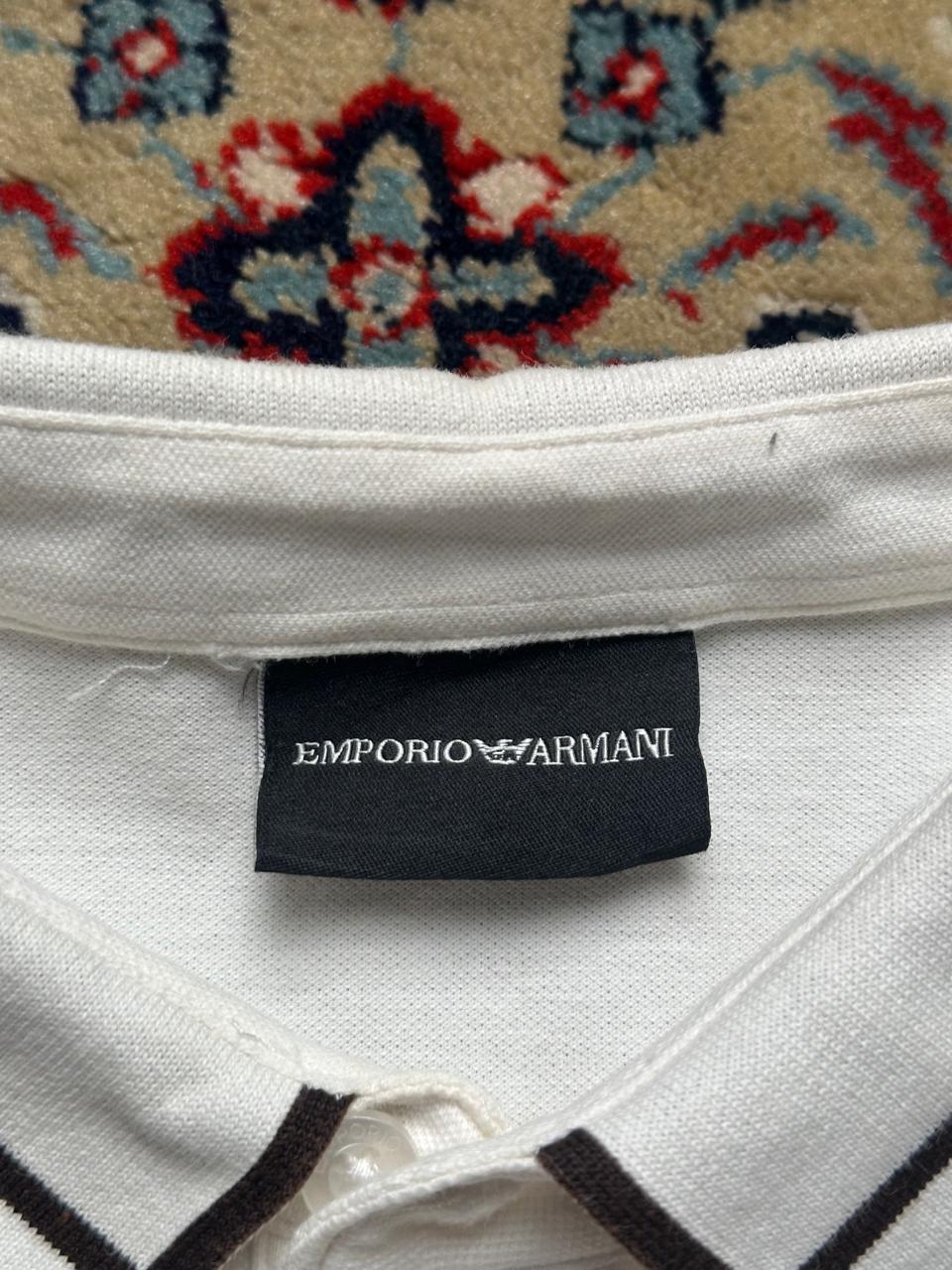Emporio Armani White Trim Logo Embroidery Polo Tee