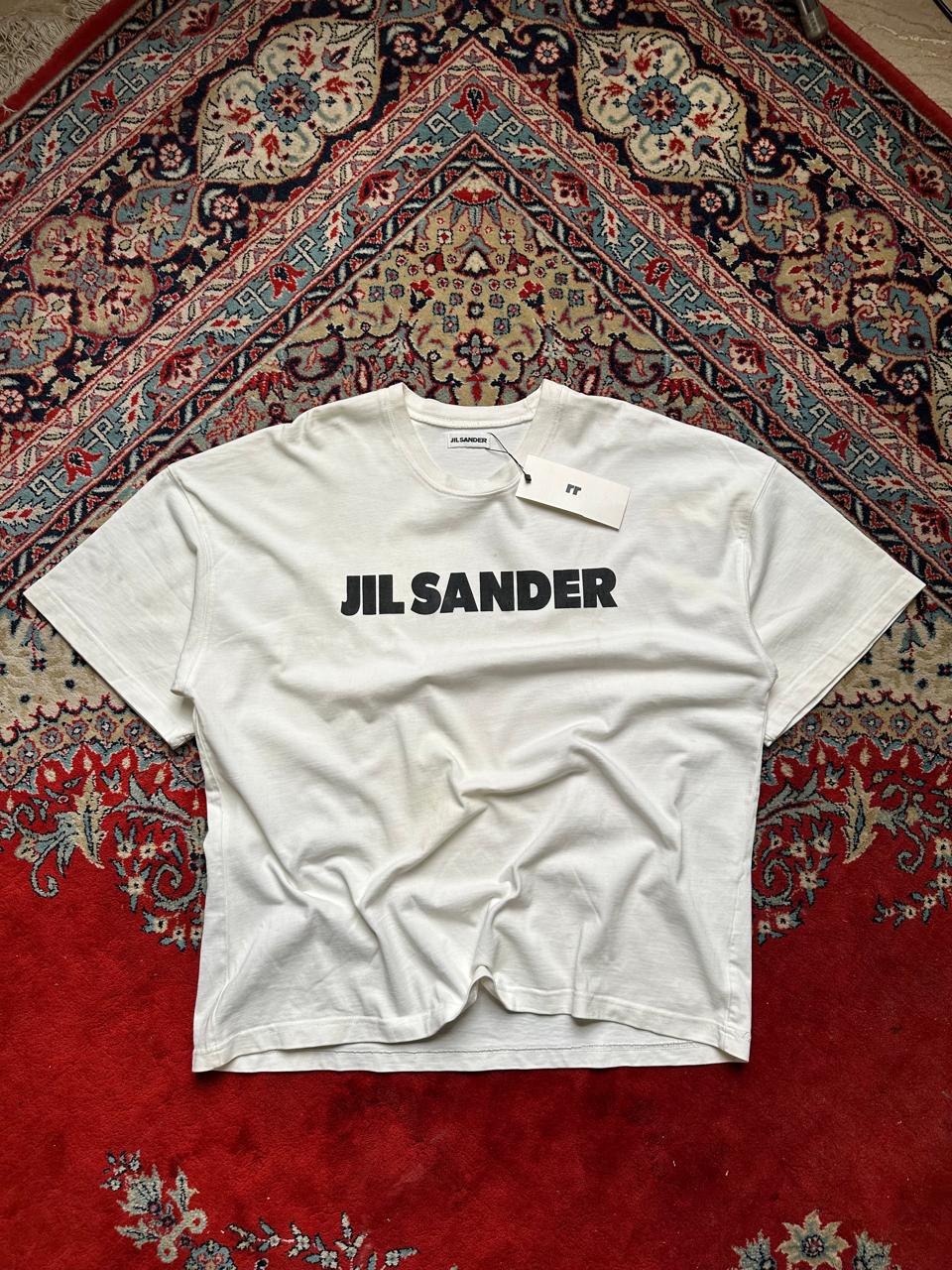 Jil Sander White Logo Graphic Crew Neck Cotton TEE