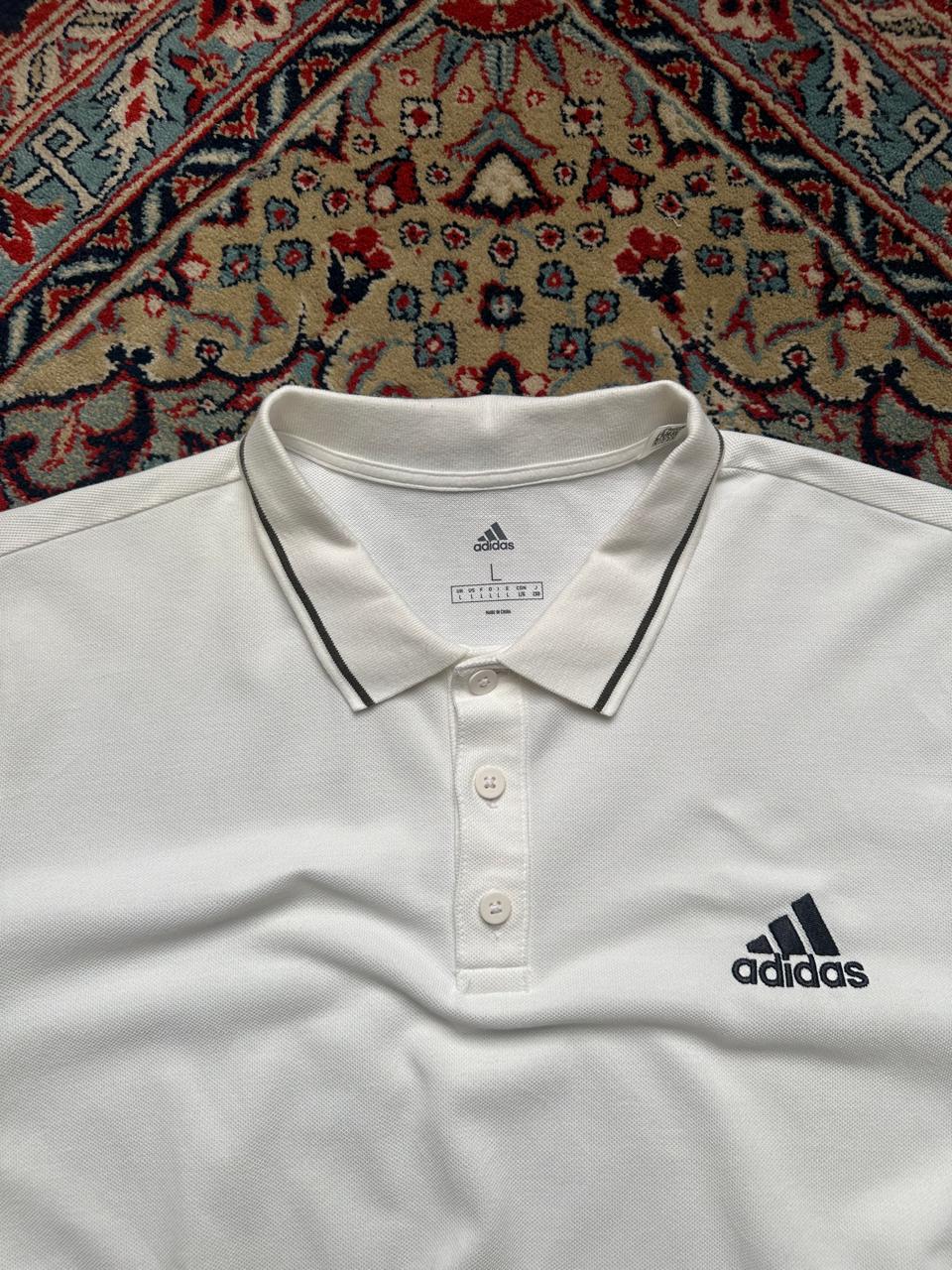 Adidas White Polo Sport Golf Tee - L