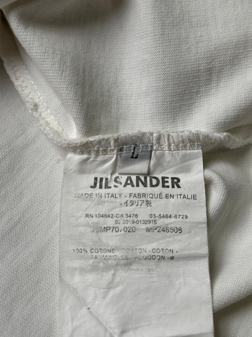 Jil Sander White Logo Graphic Crew Neck Cotton TEE