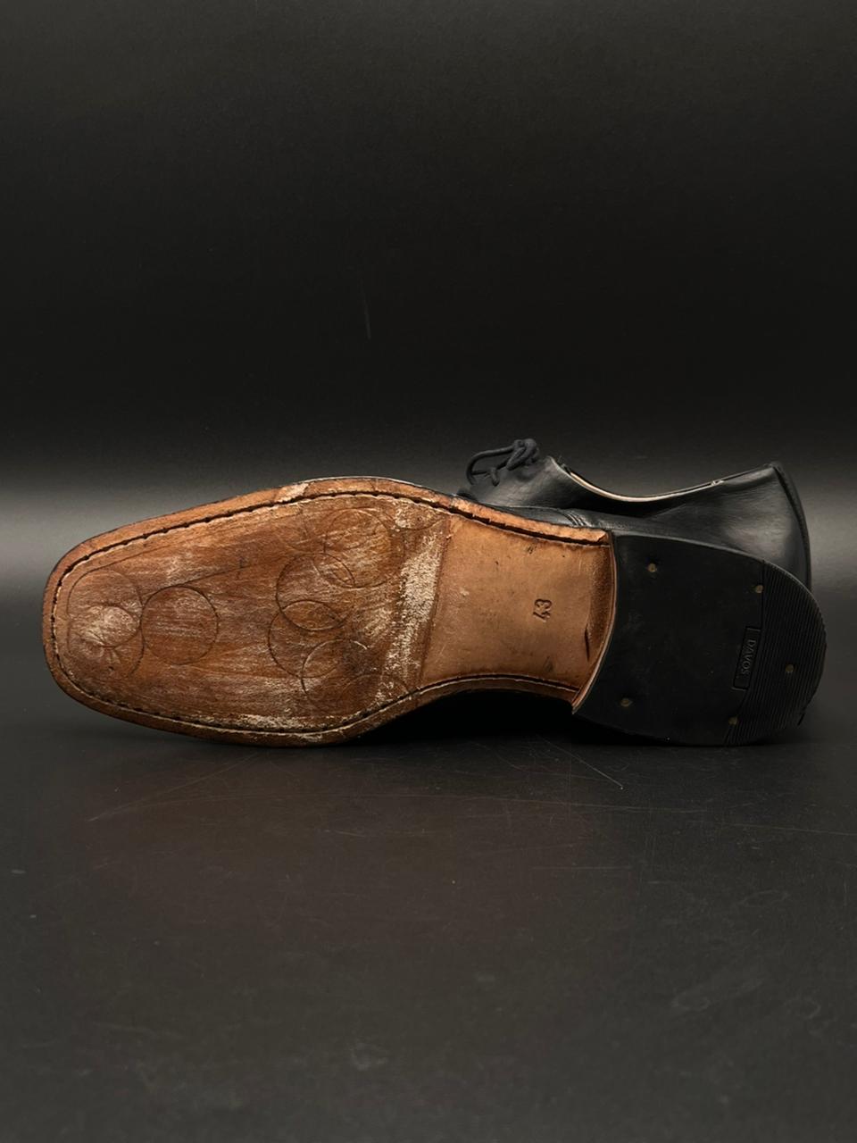 CONTRATTO 91 Black Leather Derby Shoes Square Toe Made in Italy