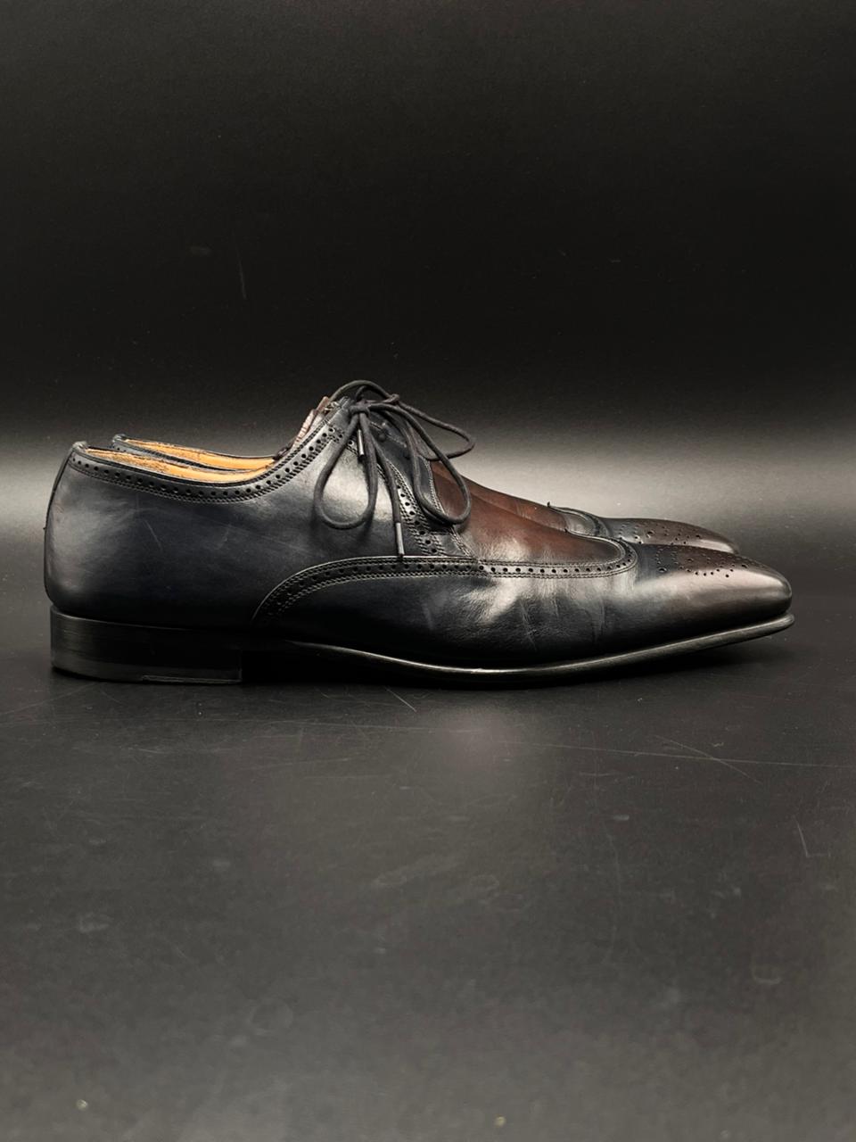 MAGNANNI Two-Tone Wingtip Oxford Brogues Blue Brown Made in Spain