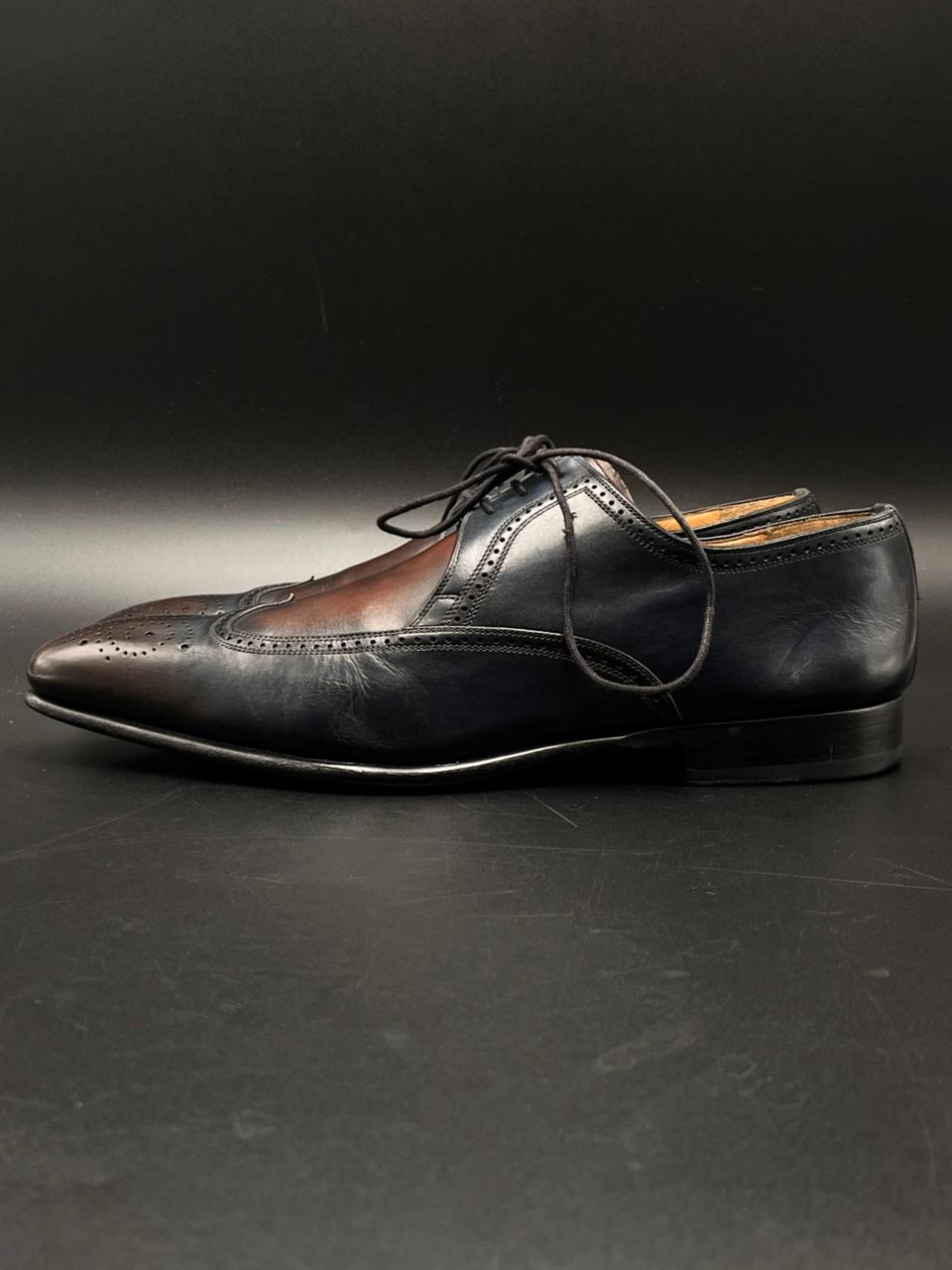 MAGNANNI Two-Tone Wingtip Oxford Brogues Blue Brown Made in Spain