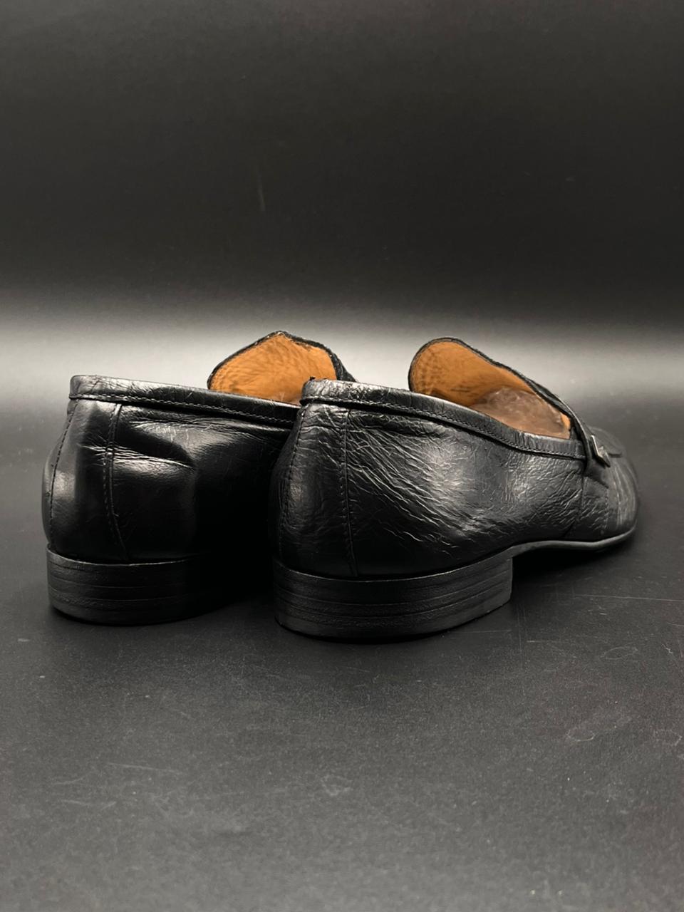 NEROGIARDINI Black Leather Penny Loafers Made in Italy