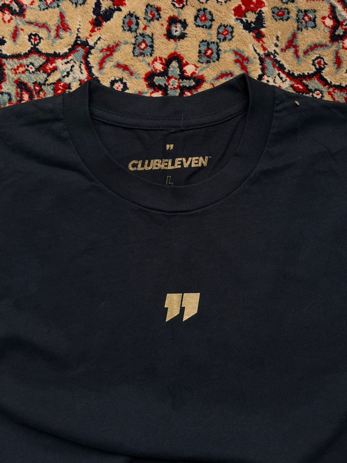 Club Eleven Black Printed Cotton TEE