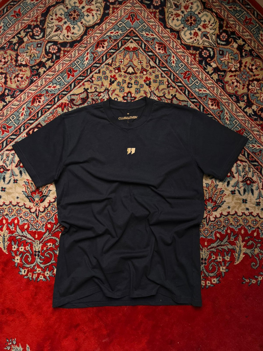 Club Eleven Black Printed Cotton TEE