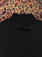 ASNOFIT Black Knitted Polo Relaxed Boxy Fit TEE