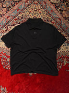 ASNOFIT Black Knitted Polo Relaxed Boxy Fit TEE