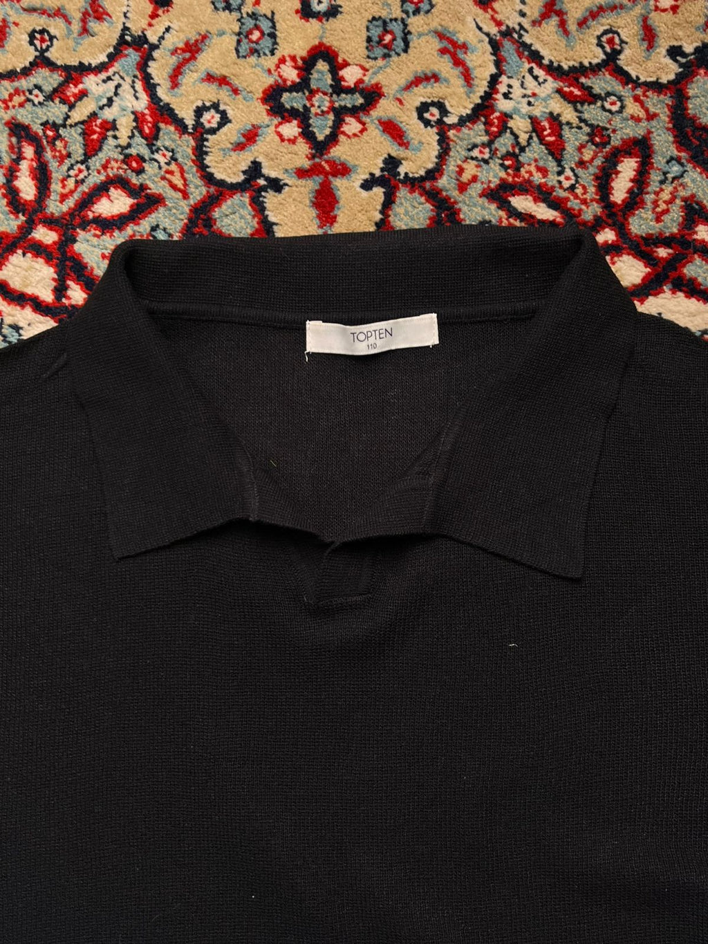 TOPTEN Black Knit RELAXED BOXY FIT Polo TEE