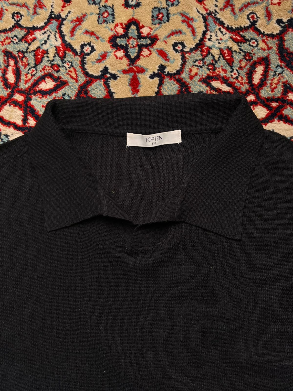 TOPTEN Black Knit RELAXED BOXY FIT Polo TEE