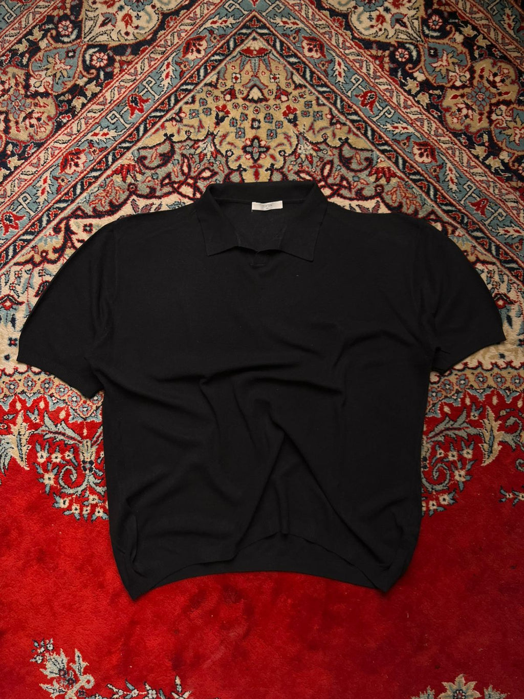 TOPTEN Black Knit RELAXED BOXY FIT Polo TEE