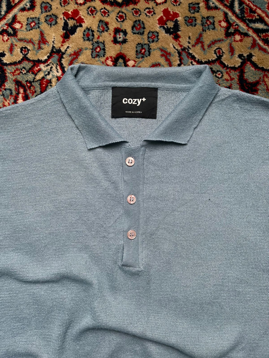 Cozy+ Light Blue Knit Polo TEE