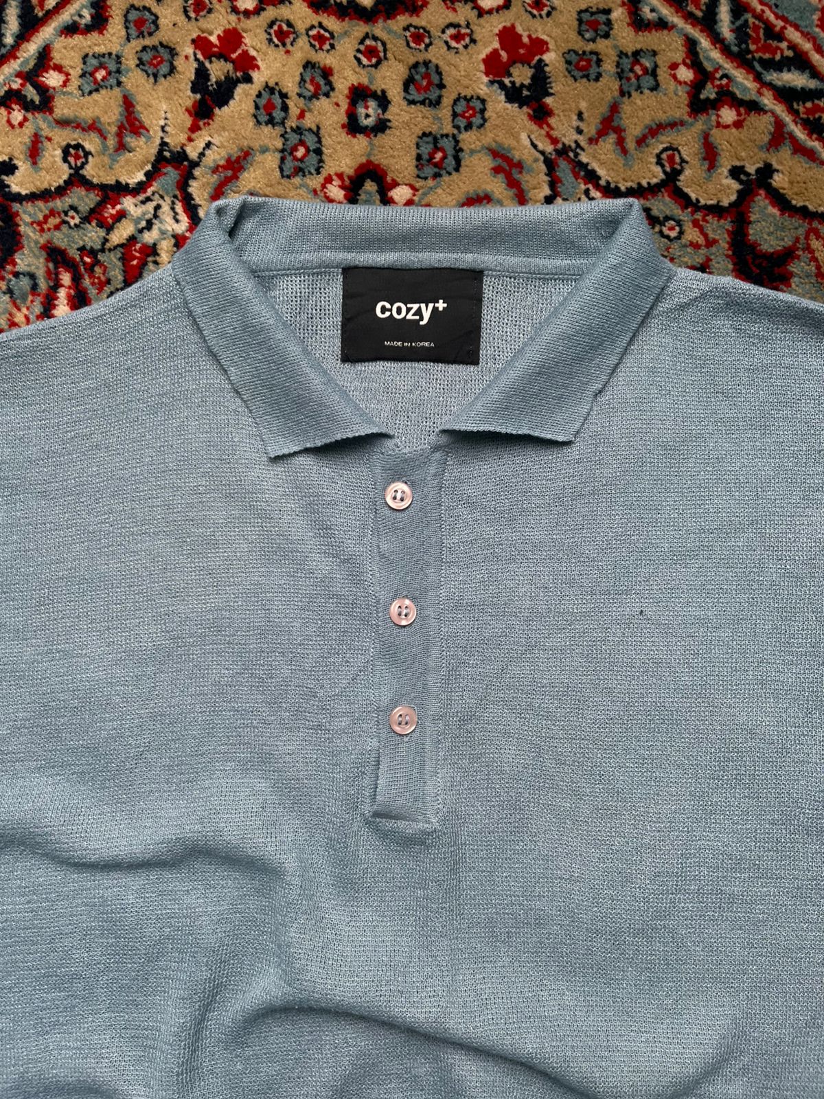 Cozy+ Light Blue Knit Polo TEE