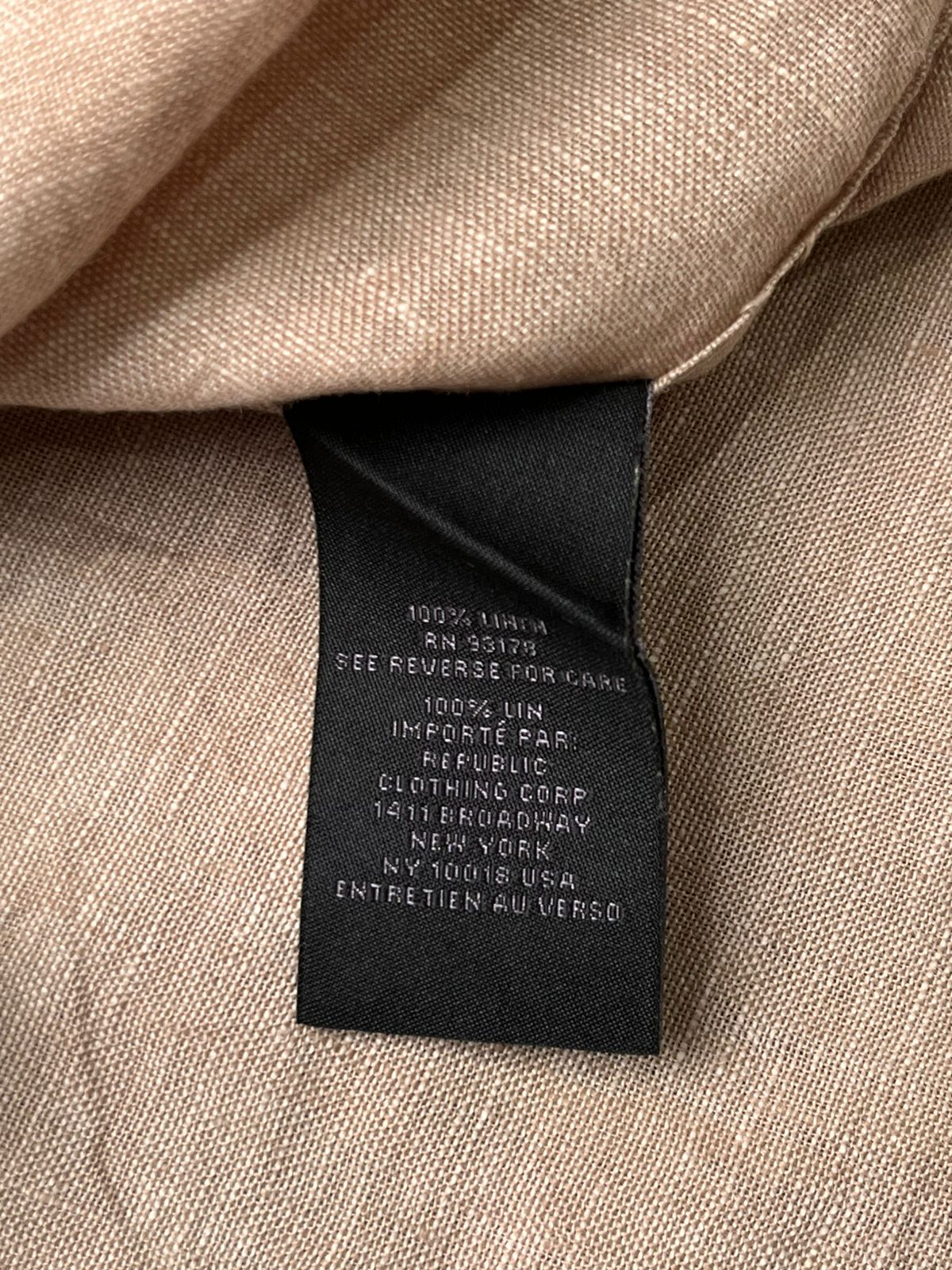 Magaschoni Linen Tan Beige BUTTON DOWN SHIRT
