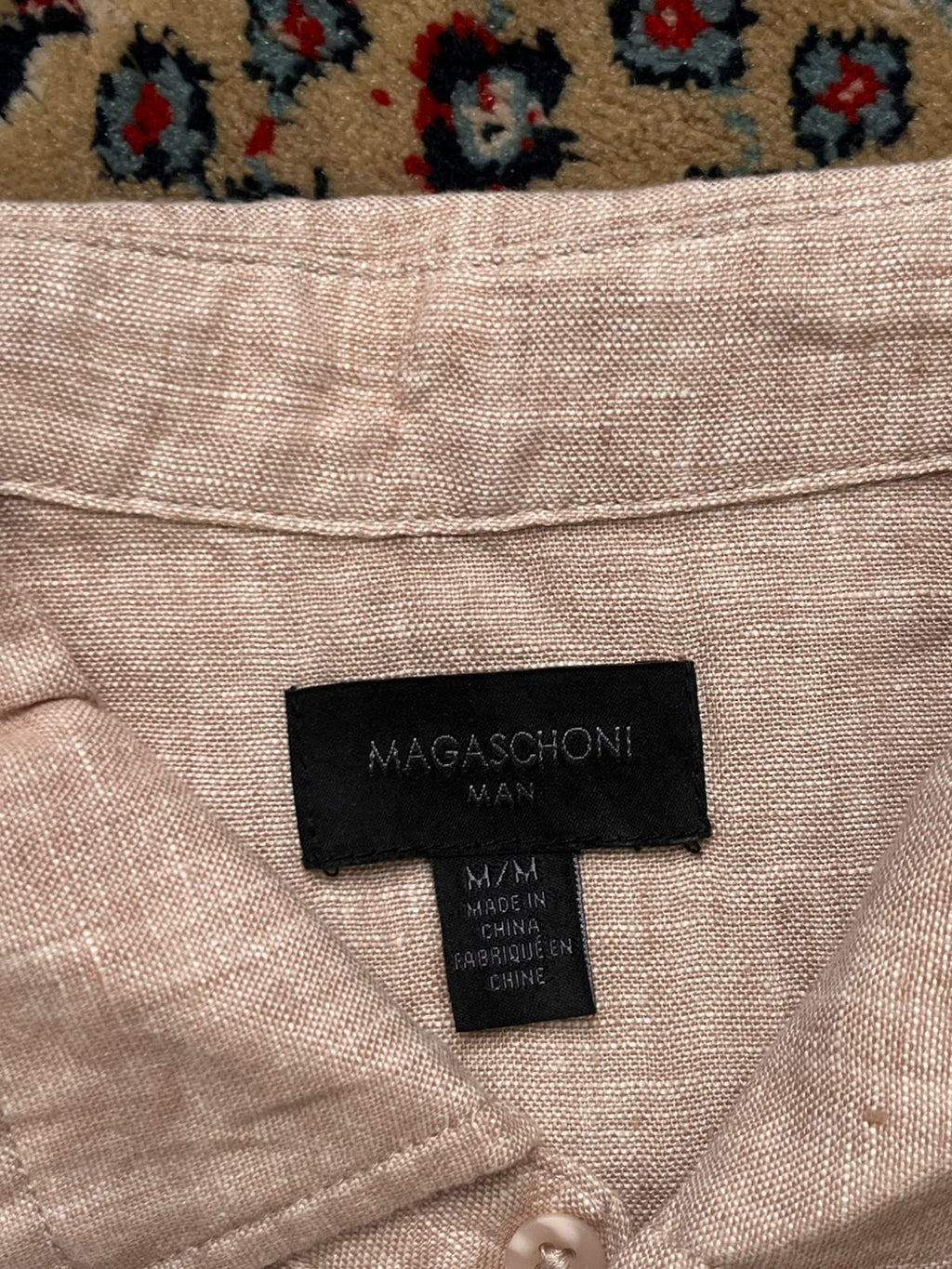 Magaschoni Linen Tan Beige BUTTON DOWN SHIRT