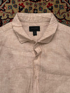 Magaschoni Linen Tan Beige BUTTON DOWN SHIRT