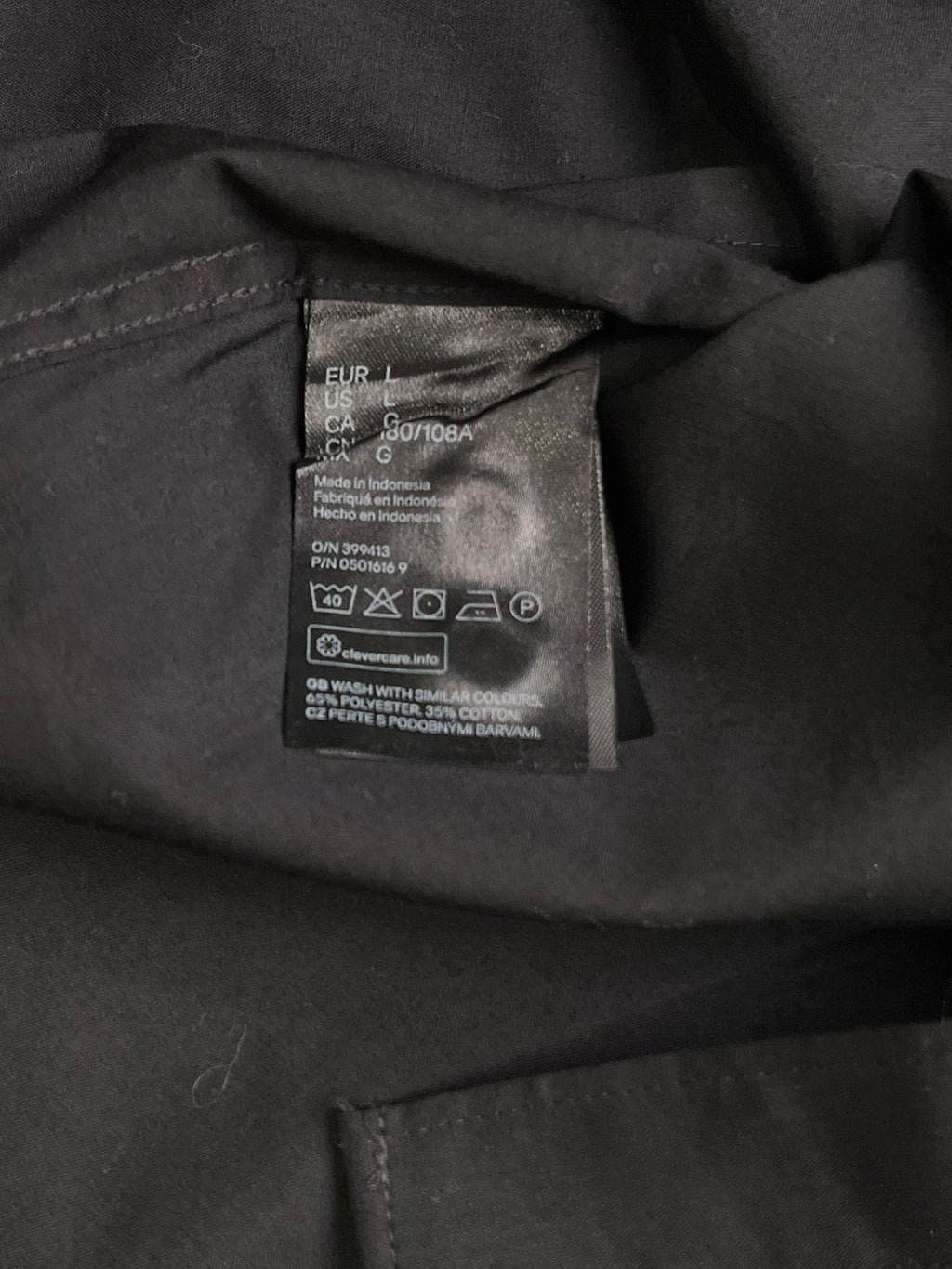 H&M Black Slim Fit Easy Iron BUTTON DOWN SHIRT