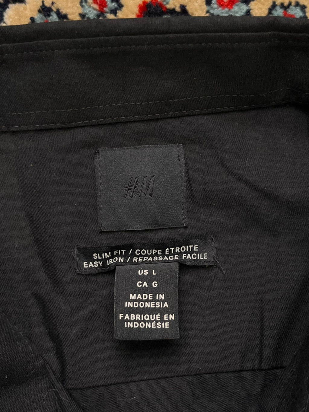 H&M Black Slim Fit Easy Iron BUTTON DOWN SHIRT