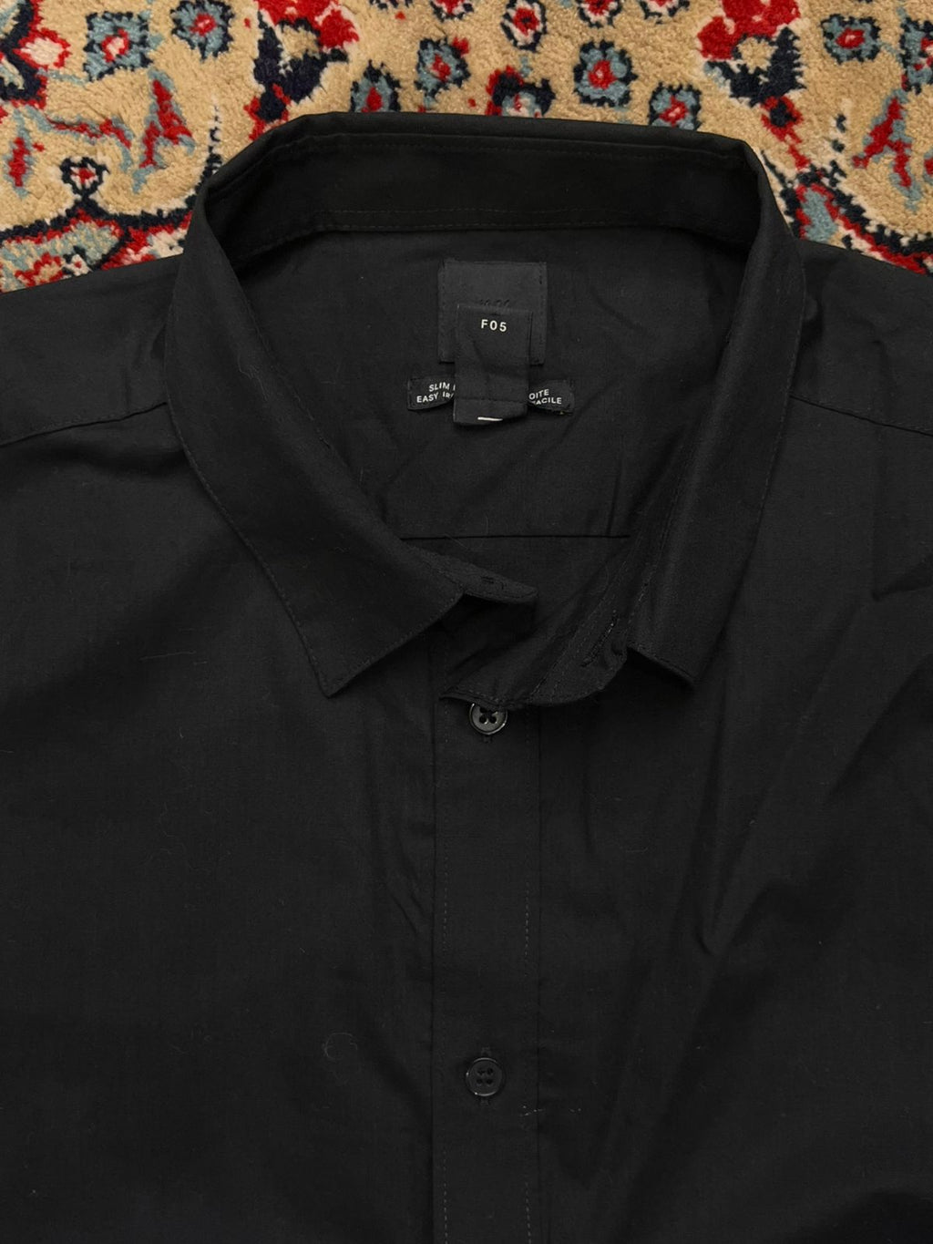 H&M Black Slim Fit Easy Iron BUTTON DOWN SHIRT