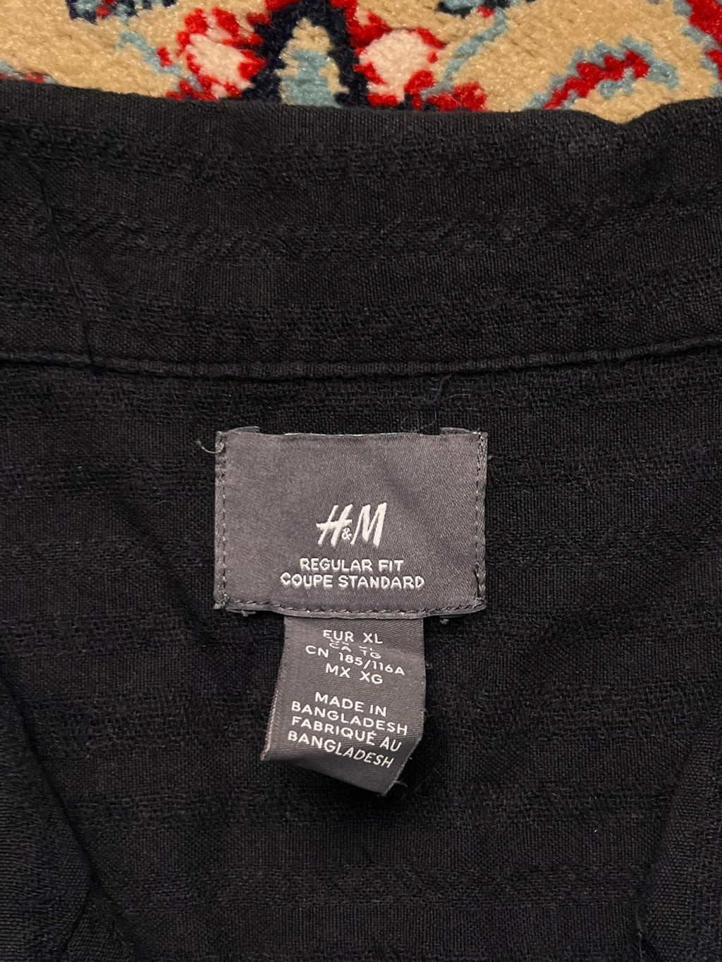 H&M Regular Fit Black Linen BUTTON DOWN SHIRT
