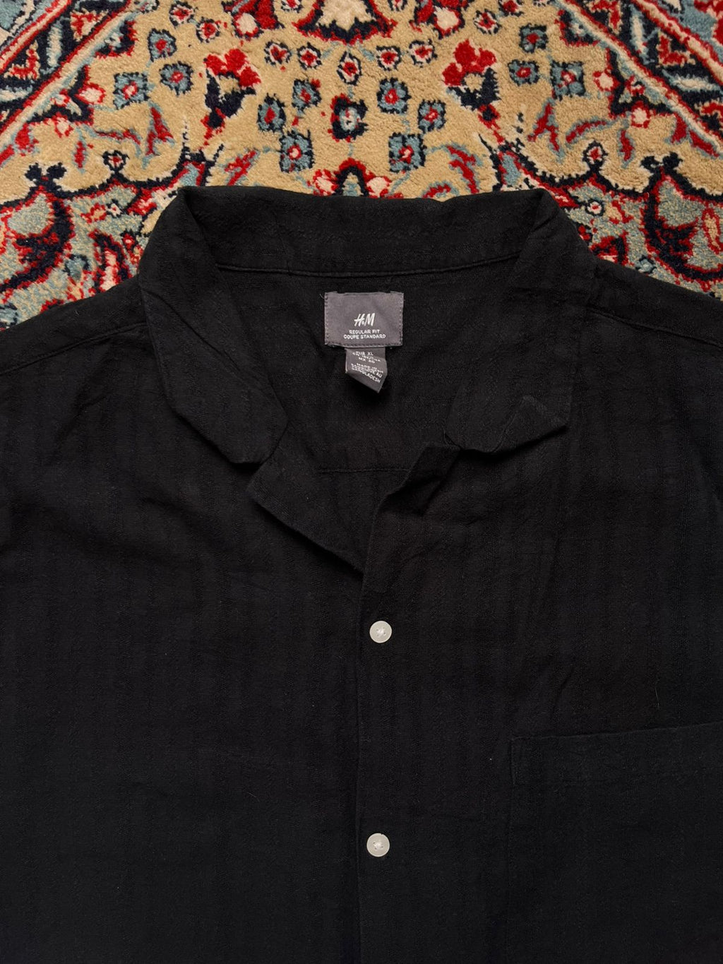 H&M Regular Fit Black Linen BUTTON DOWN SHIRT