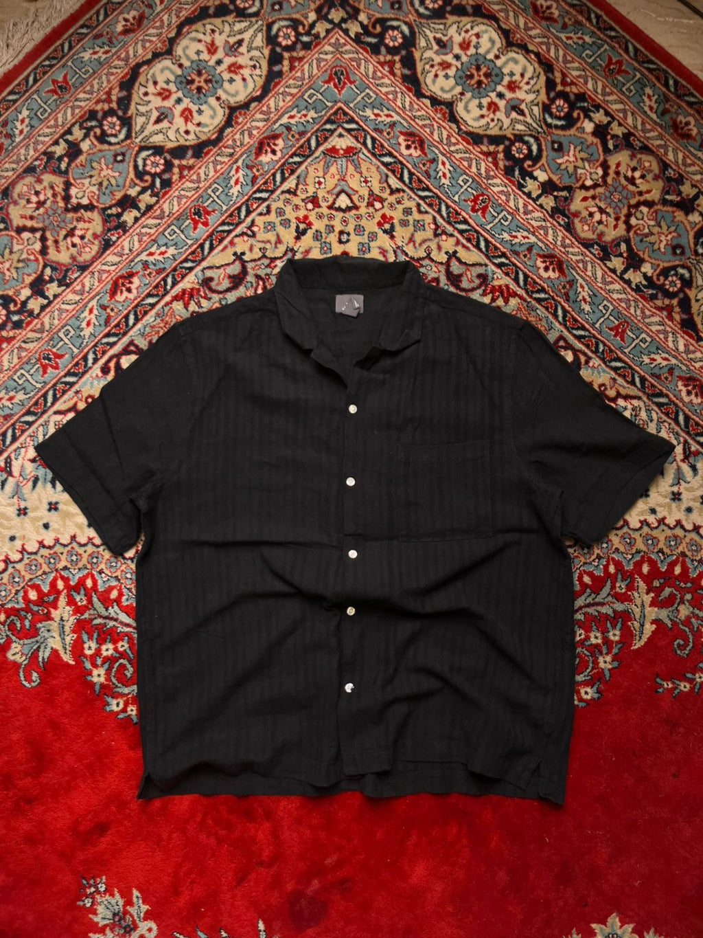 H&M Regular Fit Black Linen BUTTON DOWN SHIRT