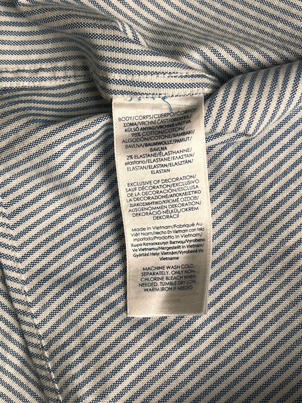 CHAPS by RL Blue White Striped Oxford BUTTON DOWN SHIRT