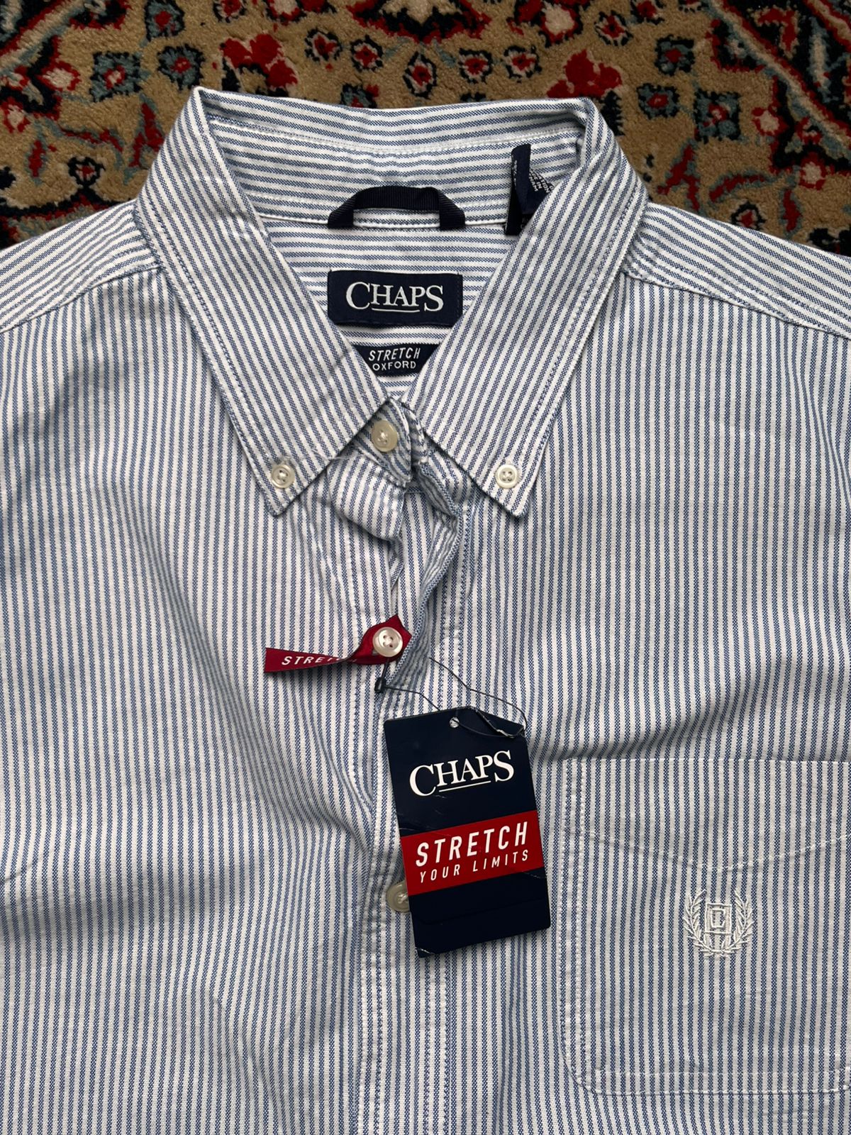 CHAPS by RL Blue White Striped Oxford BUTTON DOWN SHIRT – Retro Rags