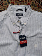 CHAPS by RL Blue White Striped Oxford BUTTON DOWN SHIRT