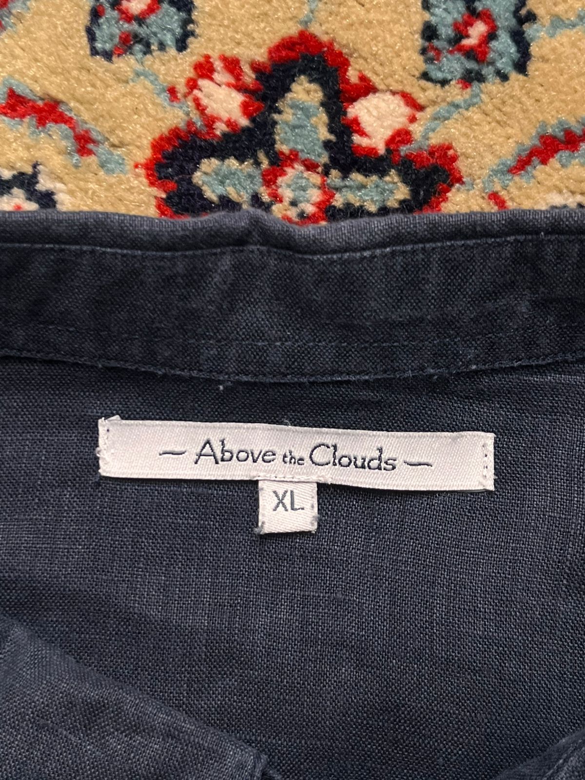 ABOVE THE CLOUDS  Navy Blue Linen BUTTON DOWN SHIRT