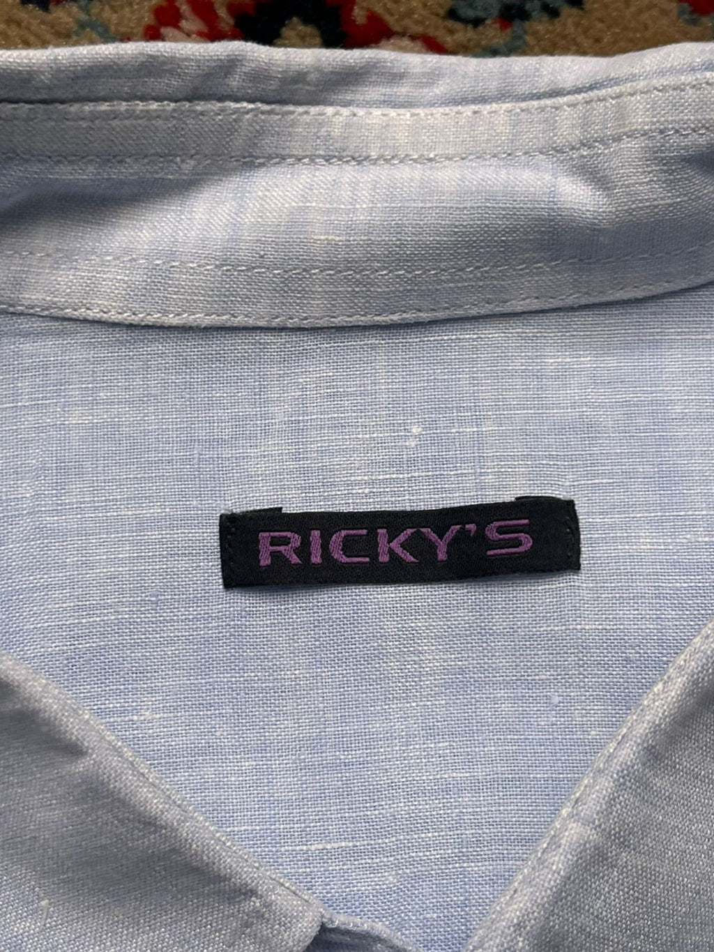 RICKY'S LIGHT BLUE LINEN TEXTURED BUTTON DOWN SHIRT