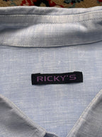 RICKY'S LIGHT BLUE LINEN TEXTURED BUTTON DOWN SHIRT