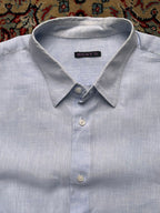 RICKY'S LIGHT BLUE LINEN TEXTURED BUTTON DOWN SHIRT