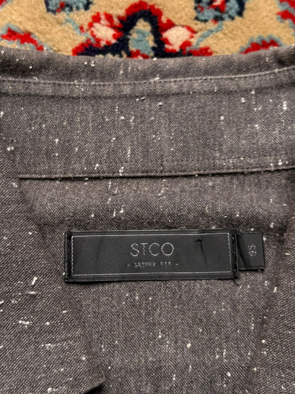 STCO SKINNY FIT DARK GREY BUTTON DOWN SHIRT