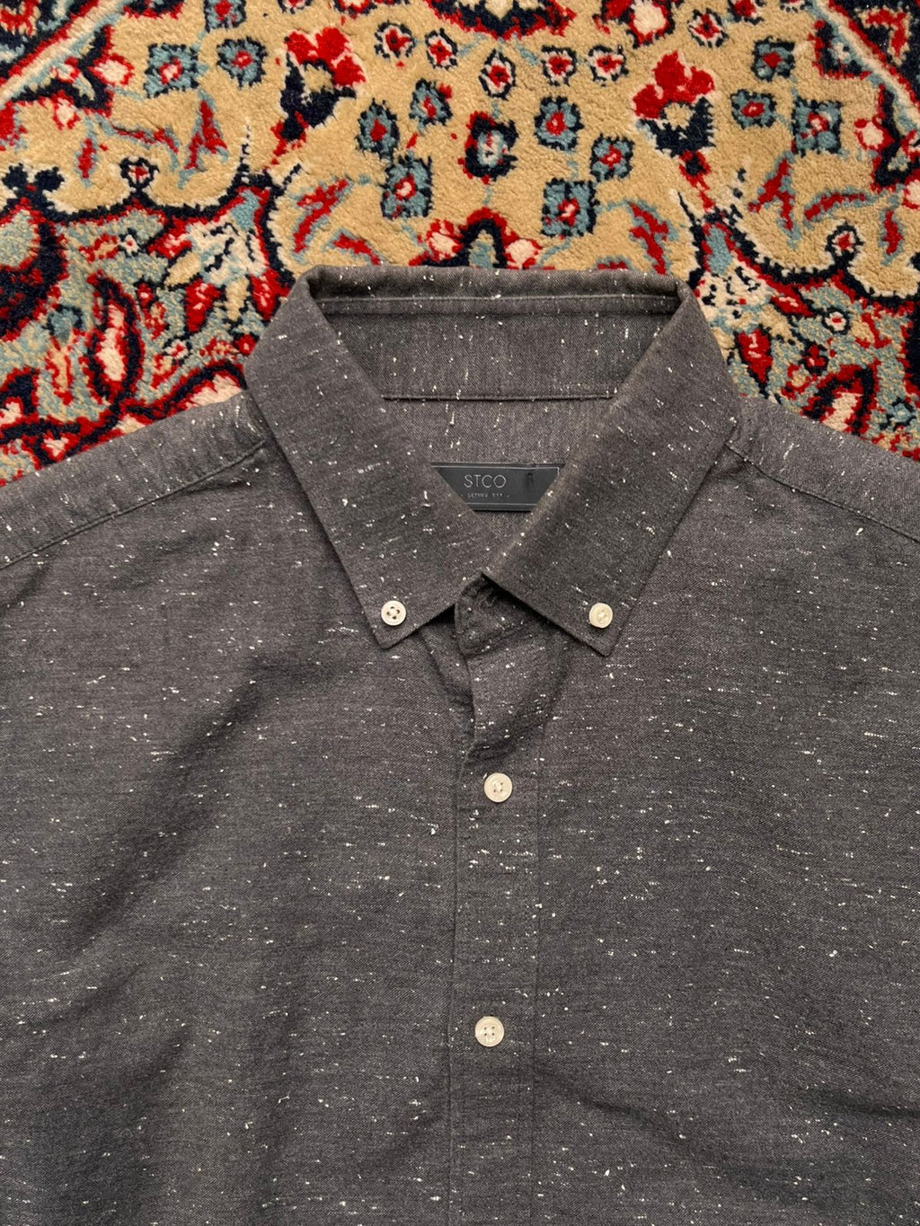 STCO SKINNY FIT DARK GREY BUTTON DOWN SHIRT