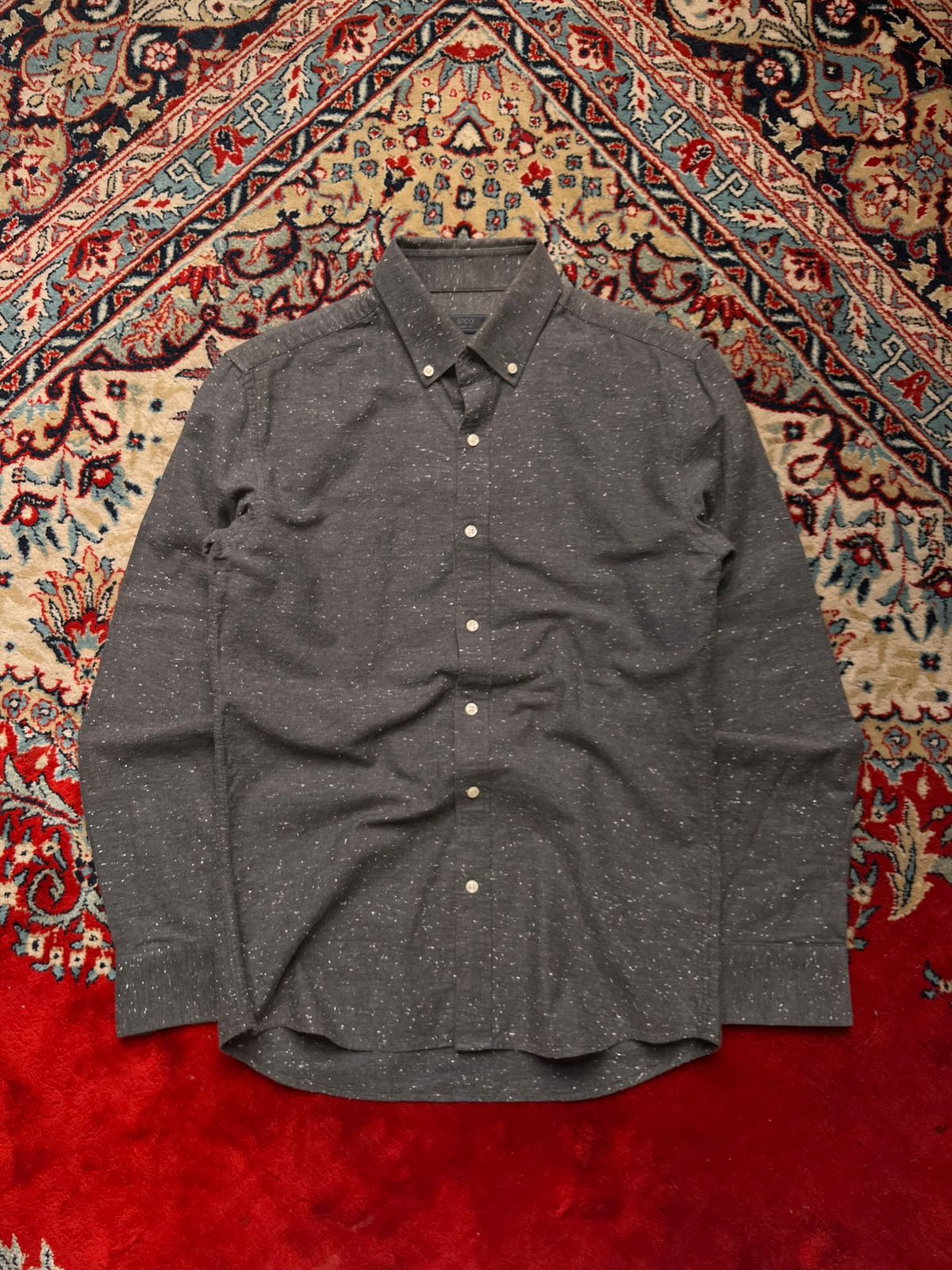 STCO SKINNY FIT DARK GREY BUTTON DOWN SHIRT