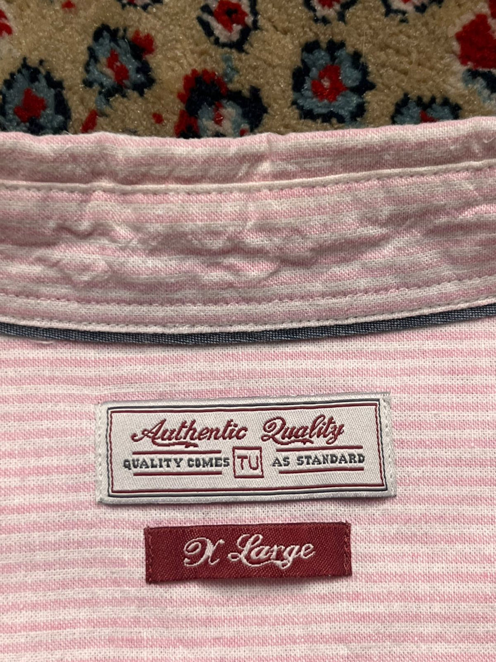TU Pink White Vertical Striped BUTTON DOWN SHIRT