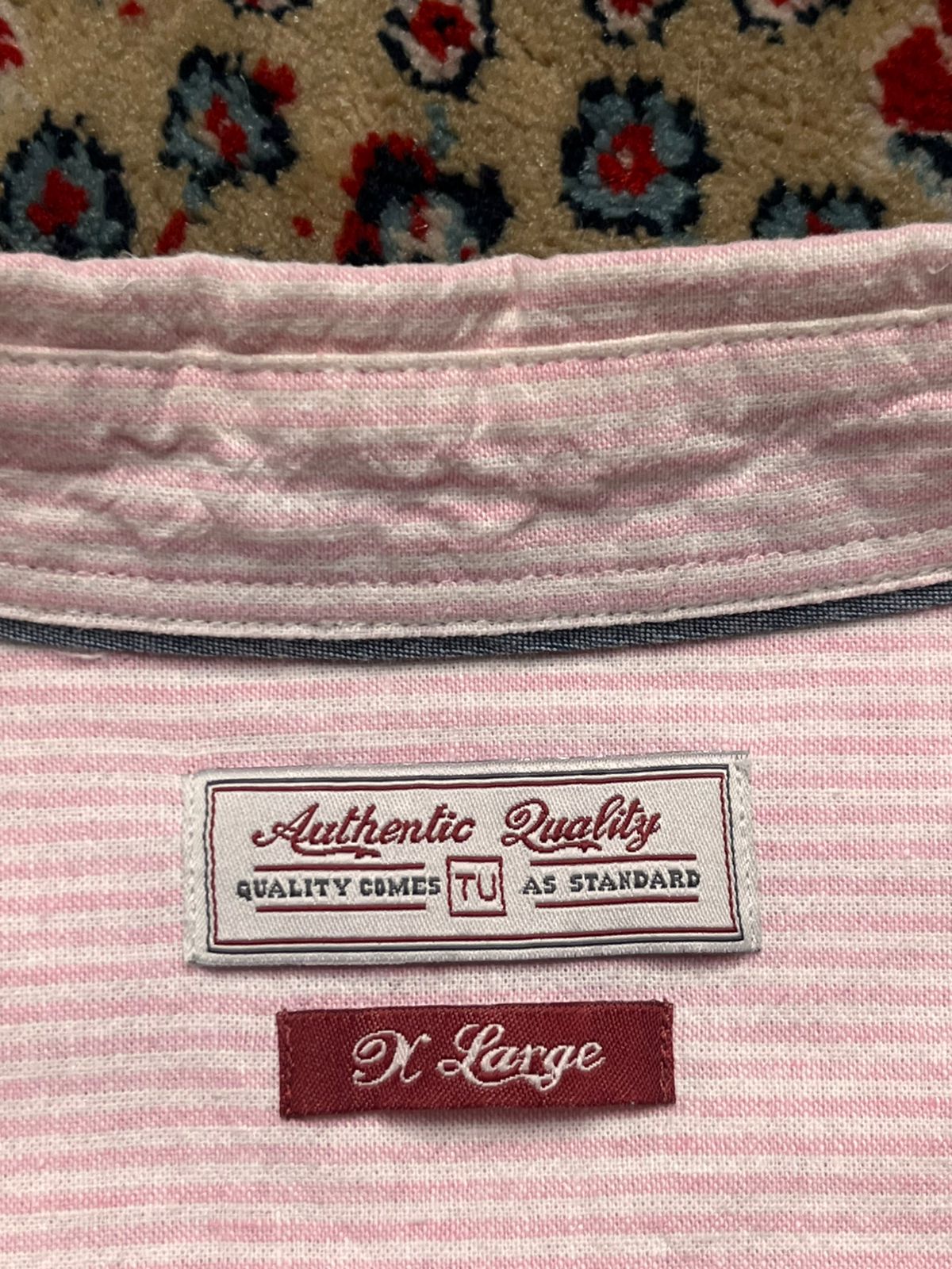 TU Pink White Vertical Striped BUTTON DOWN SHIRT